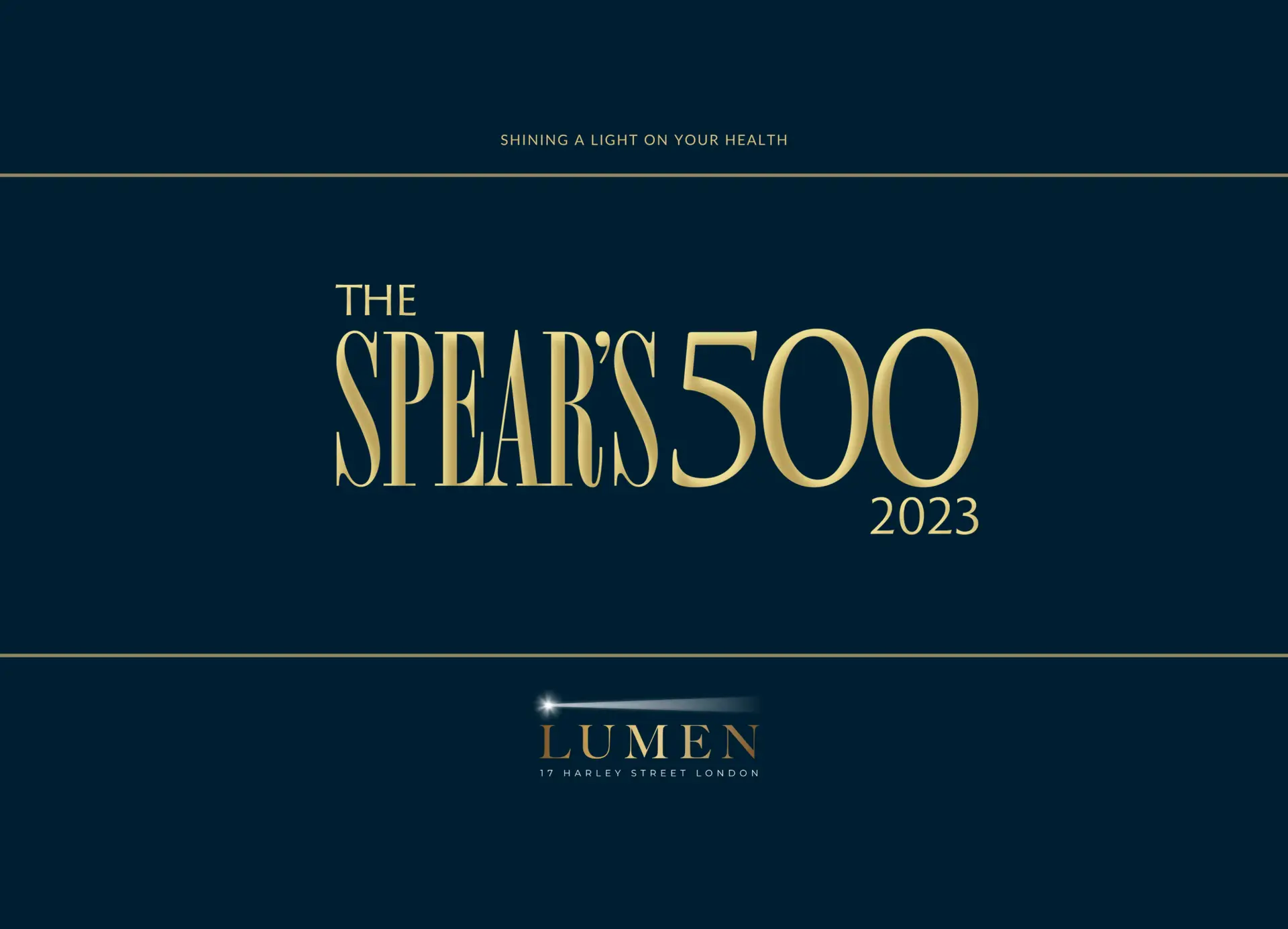 The Spear’s 500 2023 logo with lumen harley street - health assessment london
